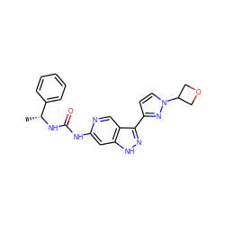 C[C@@H](NC(=O)Nc1cc2[nH]nc(-c3ccn(C4COC4)n3)c2cn1)c1ccccc1 ZINC000261191093