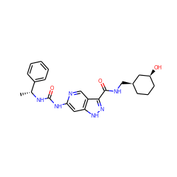 C[C@@H](NC(=O)Nc1cc2[nH]nc(C(=O)NC[C@@H]3CCC[C@H](O)C3)c2cn1)c1ccccc1 ZINC000219749847