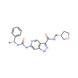 C[C@@H](NC(=O)Nc1cc2[nH]nc(C(=O)NC[C@@H]3CCOC3)c2cn1)c1ccccc1 ZINC000261181008