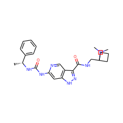 C[C@@H](NC(=O)Nc1cc2[nH]nc(C(=O)NCC3(N(C)C)CCC3)c2cn1)c1ccccc1 ZINC000261126410