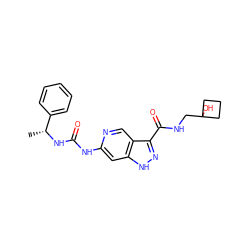 C[C@@H](NC(=O)Nc1cc2[nH]nc(C(=O)NCC3(O)CCC3)c2cn1)c1ccccc1 ZINC000261175768