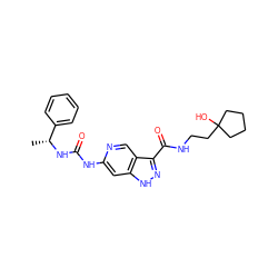 C[C@@H](NC(=O)Nc1cc2[nH]nc(C(=O)NCCC3(O)CCCC3)c2cn1)c1ccccc1 ZINC000261161606