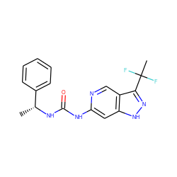 C[C@@H](NC(=O)Nc1cc2[nH]nc(C(C)(F)F)c2cn1)c1ccccc1 ZINC000261187618