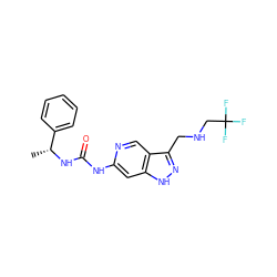C[C@@H](NC(=O)Nc1cc2[nH]nc(CNCC(F)(F)F)c2cn1)c1ccccc1 ZINC000261187604