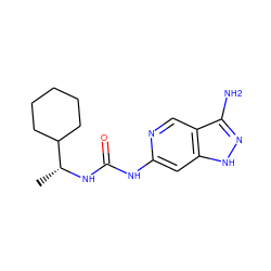 C[C@@H](NC(=O)Nc1cc2[nH]nc(N)c2cn1)C1CCCCC1 ZINC001772641802