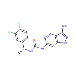 C[C@@H](NC(=O)Nc1cc2[nH]nc(N)c2cn1)c1ccc(F)c(Cl)c1 ZINC001772611832