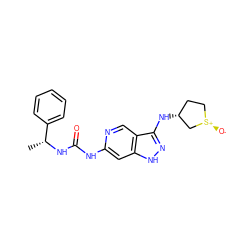 C[C@@H](NC(=O)Nc1cc2[nH]nc(N[C@@H]3CC[S@@+]([O-])C3)c2cn1)c1ccccc1 ZINC001772572079