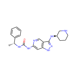 C[C@@H](NC(=O)Nc1cc2[nH]nc(N[C@@H]3CCCNC3)c2cn1)c1ccccc1 ZINC000210688652