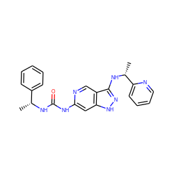 C[C@@H](NC(=O)Nc1cc2[nH]nc(N[C@H](C)c3ccccn3)c2cn1)c1ccccc1 ZINC000210788838