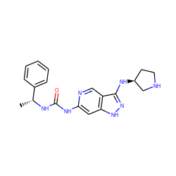 C[C@@H](NC(=O)Nc1cc2[nH]nc(N[C@H]3CCNC3)c2cn1)c1ccccc1 ZINC001772628598