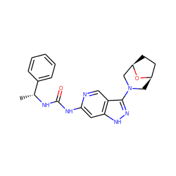 C[C@@H](NC(=O)Nc1cc2[nH]nc(N3C[C@@H]4CC[C@H](C3)O4)c2cn1)c1ccccc1 ZINC001772627691