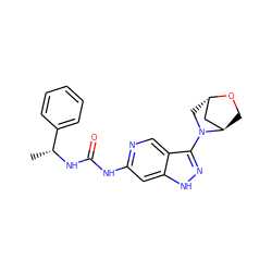 C[C@@H](NC(=O)Nc1cc2[nH]nc(N3C[C@H]4C[C@H]3CO4)c2cn1)c1ccccc1 ZINC001772593486