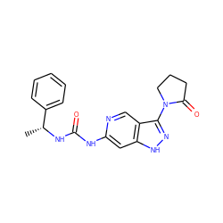 C[C@@H](NC(=O)Nc1cc2[nH]nc(N3CCCC3=O)c2cn1)c1ccccc1 ZINC001772639574