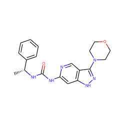 C[C@@H](NC(=O)Nc1cc2[nH]nc(N3CCOCC3)c2cn1)c1ccccc1 ZINC001772647887