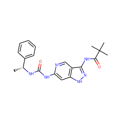 C[C@@H](NC(=O)Nc1cc2[nH]nc(NC(=O)C(C)(C)C)c2cn1)c1ccccc1 ZINC001772648025