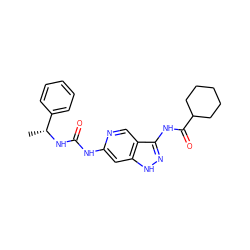 C[C@@H](NC(=O)Nc1cc2[nH]nc(NC(=O)C3CCCCC3)c2cn1)c1ccccc1 ZINC001772653701