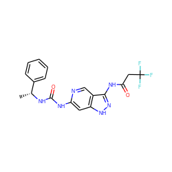 C[C@@H](NC(=O)Nc1cc2[nH]nc(NC(=O)CC(F)(F)F)c2cn1)c1ccccc1 ZINC001772570600