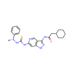 C[C@@H](NC(=O)Nc1cc2[nH]nc(NC(=O)CC3CCCCC3)c2cn1)c1ccccc1 ZINC001772617359