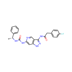 C[C@@H](NC(=O)Nc1cc2[nH]nc(NC(=O)Cc3ccc(F)cc3)c2cn1)c1ccccc1 ZINC001772633266