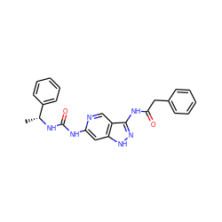 C[C@@H](NC(=O)Nc1cc2[nH]nc(NC(=O)Cc3ccccc3)c2cn1)c1ccccc1 ZINC001772605242