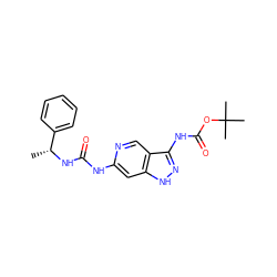 C[C@@H](NC(=O)Nc1cc2[nH]nc(NC(=O)OC(C)(C)C)c2cn1)c1ccccc1 ZINC001772571894