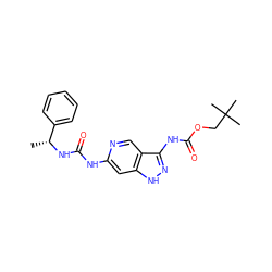 C[C@@H](NC(=O)Nc1cc2[nH]nc(NC(=O)OCC(C)(C)C)c2cn1)c1ccccc1 ZINC001772571941