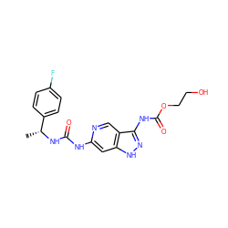 C[C@@H](NC(=O)Nc1cc2[nH]nc(NC(=O)OCCO)c2cn1)c1ccc(F)cc1 ZINC001772633356