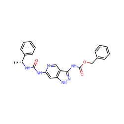 C[C@@H](NC(=O)Nc1cc2[nH]nc(NC(=O)OCc3ccccc3)c2cn1)c1ccccc1 ZINC001772627964