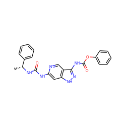 C[C@@H](NC(=O)Nc1cc2[nH]nc(NC(=O)Oc3ccccc3)c2cn1)c1ccccc1 ZINC001772602823