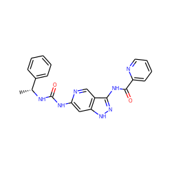 C[C@@H](NC(=O)Nc1cc2[nH]nc(NC(=O)c3ccccn3)c2cn1)c1ccccc1 ZINC001772605250