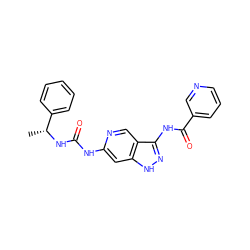 C[C@@H](NC(=O)Nc1cc2[nH]nc(NC(=O)c3cccnc3)c2cn1)c1ccccc1 ZINC001772579572