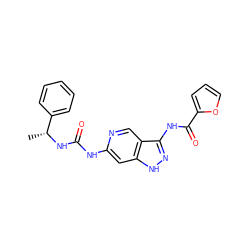 C[C@@H](NC(=O)Nc1cc2[nH]nc(NC(=O)c3ccco3)c2cn1)c1ccccc1 ZINC001772621335