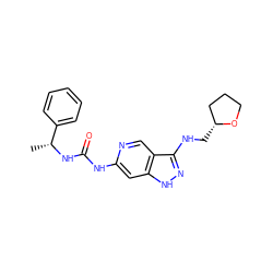 C[C@@H](NC(=O)Nc1cc2[nH]nc(NC[C@@H]3CCCO3)c2cn1)c1ccccc1 ZINC001772593342