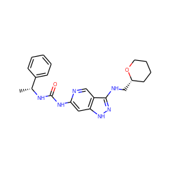 C[C@@H](NC(=O)Nc1cc2[nH]nc(NC[C@H]3CCCCO3)c2cn1)c1ccccc1 ZINC001772644530