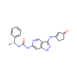 C[C@@H](NC(=O)Nc1cc2[nH]nc(NC3=CC(=O)CC3)c2cn1)c1ccccc1 ZINC000210720489