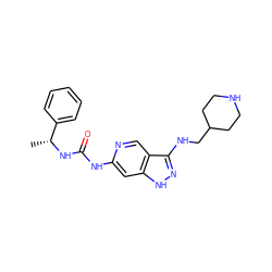 C[C@@H](NC(=O)Nc1cc2[nH]nc(NCC3CCNCC3)c2cn1)c1ccccc1 ZINC001772611800