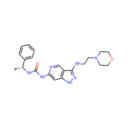 C[C@@H](NC(=O)Nc1cc2[nH]nc(NCCN3CCOCC3)c2cn1)c1ccccc1 ZINC001772610864