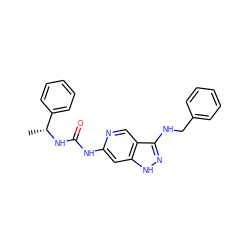 C[C@@H](NC(=O)Nc1cc2[nH]nc(NCc3ccccc3)c2cn1)c1ccccc1 ZINC001772613035