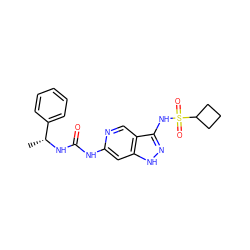 C[C@@H](NC(=O)Nc1cc2[nH]nc(NS(=O)(=O)C3CCC3)c2cn1)c1ccccc1 ZINC001772641636