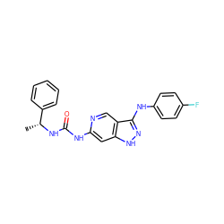 C[C@@H](NC(=O)Nc1cc2[nH]nc(Nc3ccc(F)cc3)c2cn1)c1ccccc1 ZINC000210820923