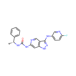 C[C@@H](NC(=O)Nc1cc2[nH]nc(Nc3ccc(F)nc3)c2cn1)c1ccccc1 ZINC001772606681