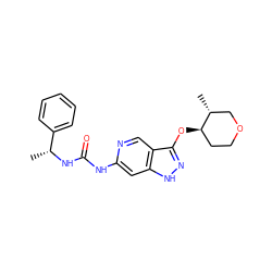 C[C@@H](NC(=O)Nc1cc2[nH]nc(O[C@@H]3CCOC[C@H]3C)c2cn1)c1ccccc1 ZINC001772570620