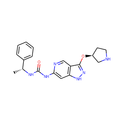 C[C@@H](NC(=O)Nc1cc2[nH]nc(O[C@H]3CCNC3)c2cn1)c1ccccc1 ZINC001772570361