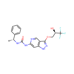 C[C@@H](NC(=O)Nc1cc2[nH]nc(OC[C@@H](O)C(F)(F)F)c2cn1)c1ccccc1 ZINC001772617218