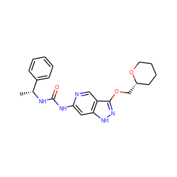 C[C@@H](NC(=O)Nc1cc2[nH]nc(OC[C@H]3CCCCO3)c2cn1)c1ccccc1 ZINC001772654978