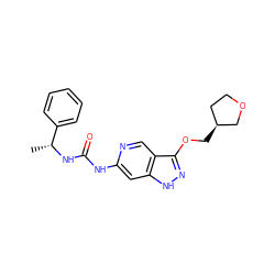 C[C@@H](NC(=O)Nc1cc2[nH]nc(OC[C@H]3CCOC3)c2cn1)c1ccccc1 ZINC001772644620