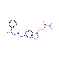 C[C@@H](NC(=O)Nc1cc2[nH]nc(OCC(=O)N(C)C)c2cn1)c1ccccc1 ZINC001772606668