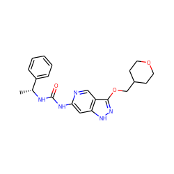 C[C@@H](NC(=O)Nc1cc2[nH]nc(OCC3CCOCC3)c2cn1)c1ccccc1 ZINC001772633047