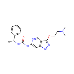 C[C@@H](NC(=O)Nc1cc2[nH]nc(OCCN(C)C)c2cn1)c1ccccc1 ZINC001772615623