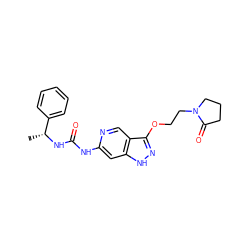 C[C@@H](NC(=O)Nc1cc2[nH]nc(OCCN3CCCC3=O)c2cn1)c1ccccc1 ZINC001772598876